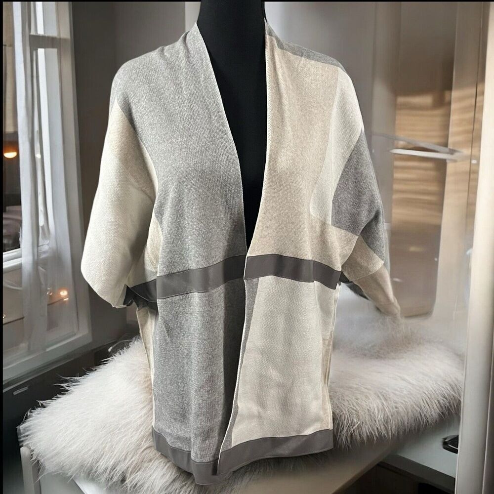 Chicos Color Block Oversized Open Front Cardigan Sweater Size S/M